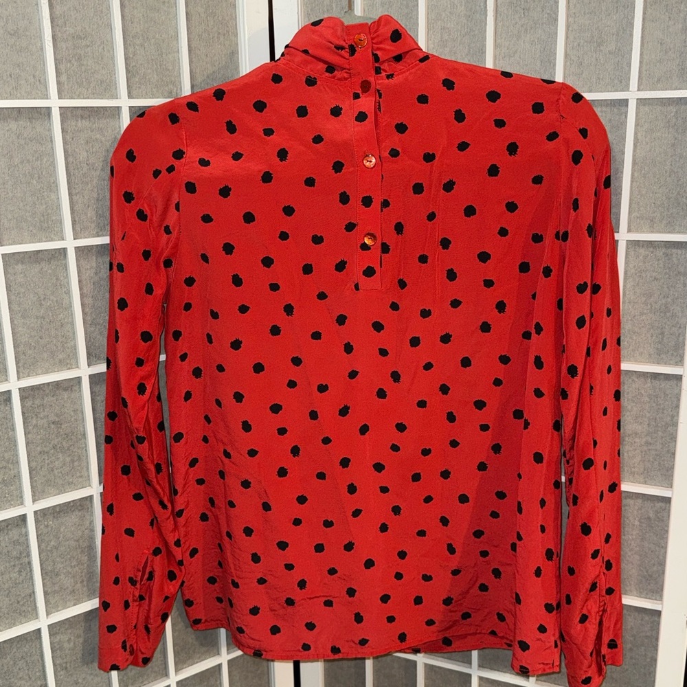 LAN JAENICKE RED POLKA DOT BLOUSE WITH BOW❤️ - Picture 3 of 11